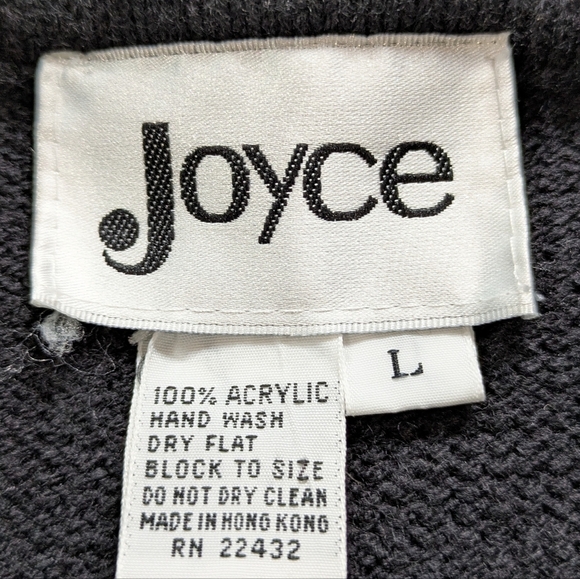 Vintage Joyce Black White Winter Mountain Home Button Up Cardigan Sweater L - Picture 8 of 9